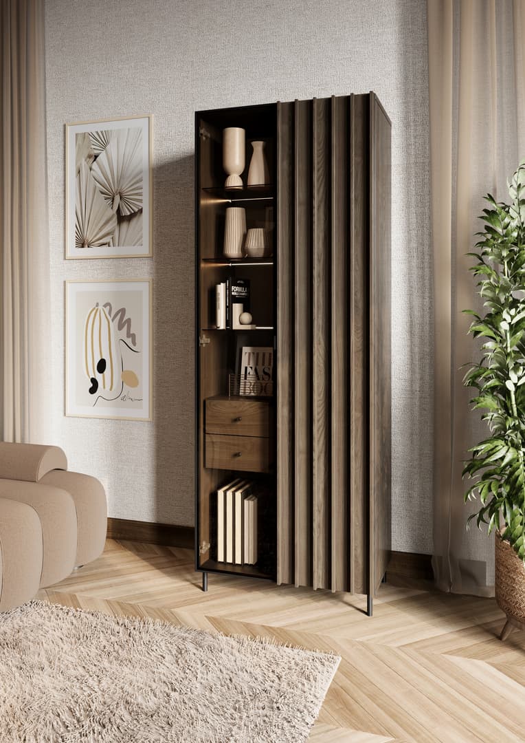 Piemonte PE-02 Tall Display Cabinet 73cm - Image 5