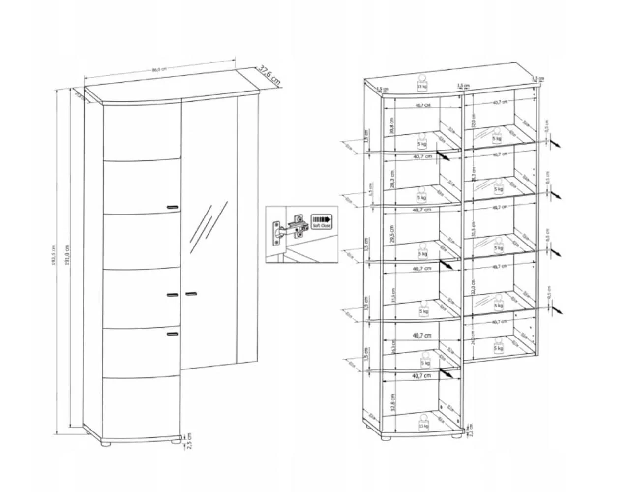 Polo 10 Tall Display Cabinet 86cm - Image 2