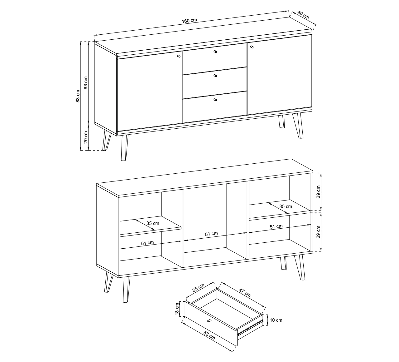 Primo Large Sideboard Cabinet 160cm - Image 6