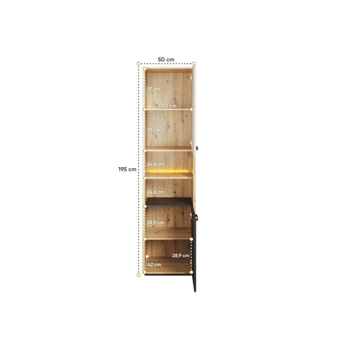 Qubic 04 Tall Cabinet 50cm with LED - Image 3