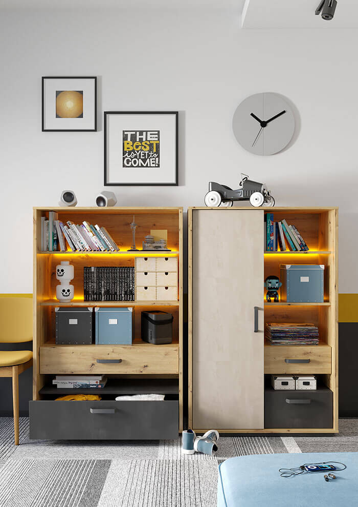 Qubic 06 Bookcase 90cm with LED - Image 3