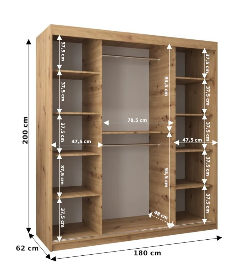 Roma II Sliding Door Wardrobe 180cm - Image 8
