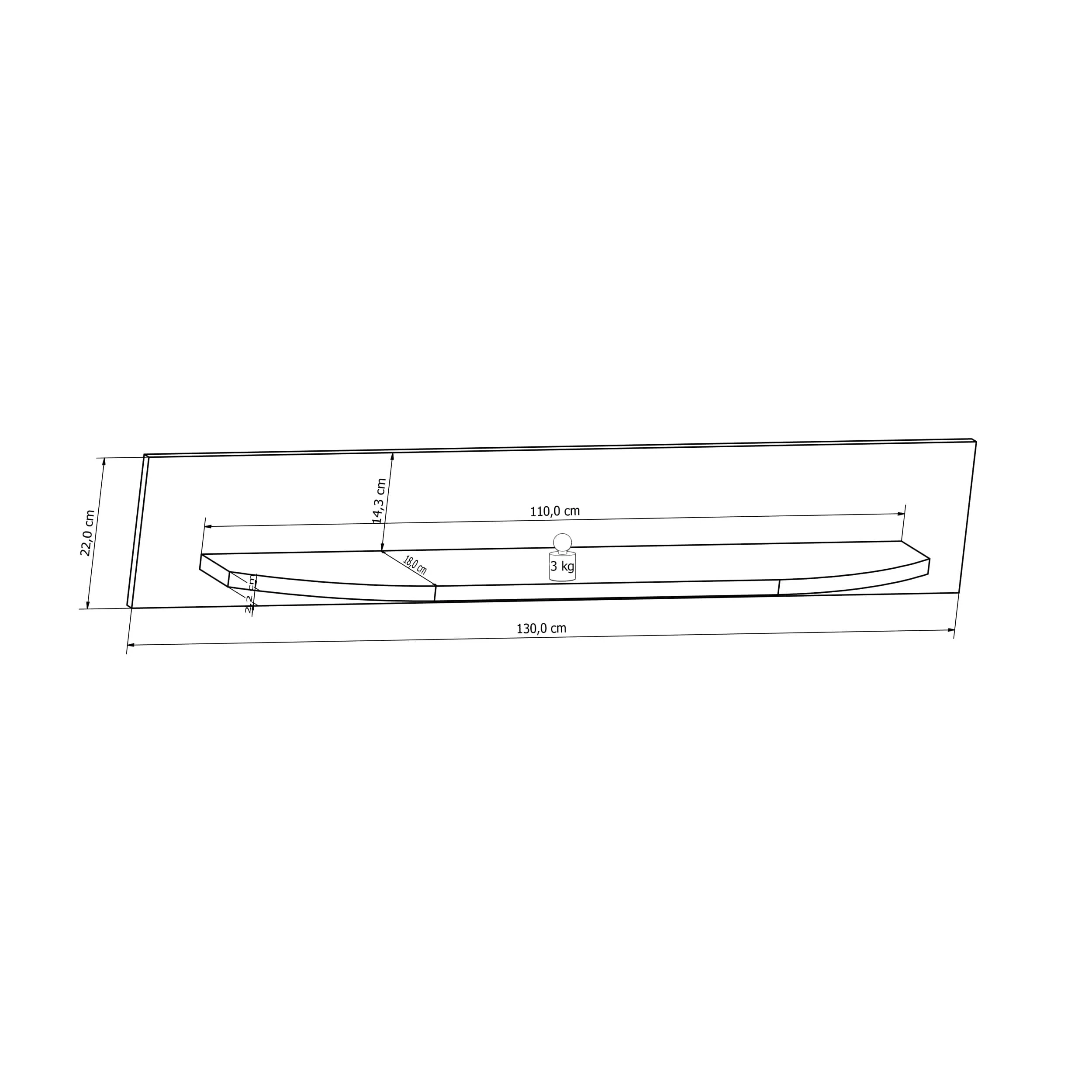 Rondo 70 Shelf 130cm [Concrete Grey] - Image 3