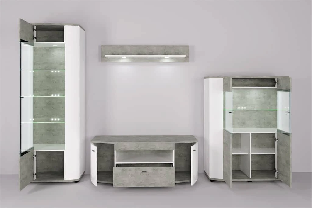Rondo 10 Tall Display Cabinet 70cm [Concrete Grey] - Image 2