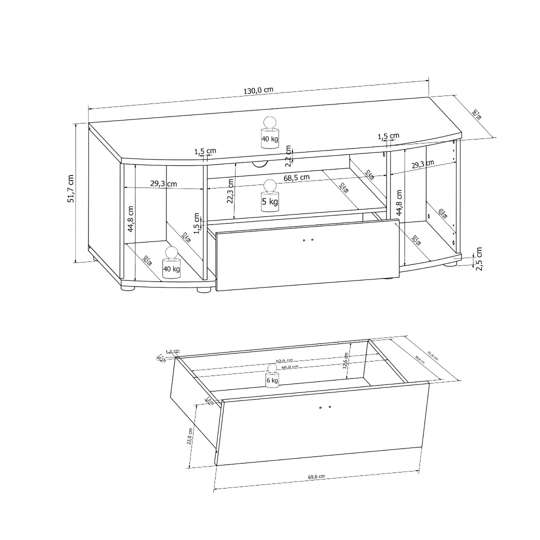 Rondo 03 TV Cabinet 150cm [Concrete Grey] - Image 6