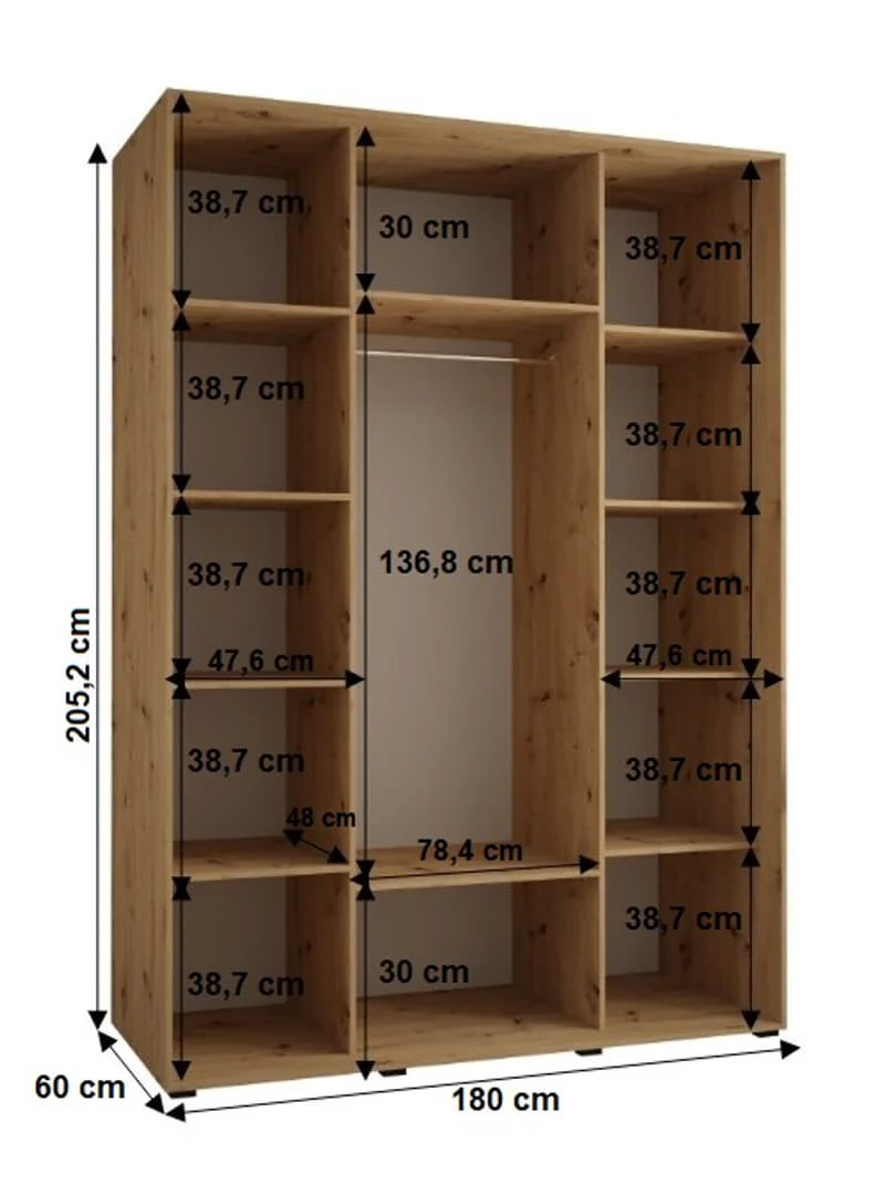 Sapporo II Sliding Door Wardrobe 180cm - Image 7