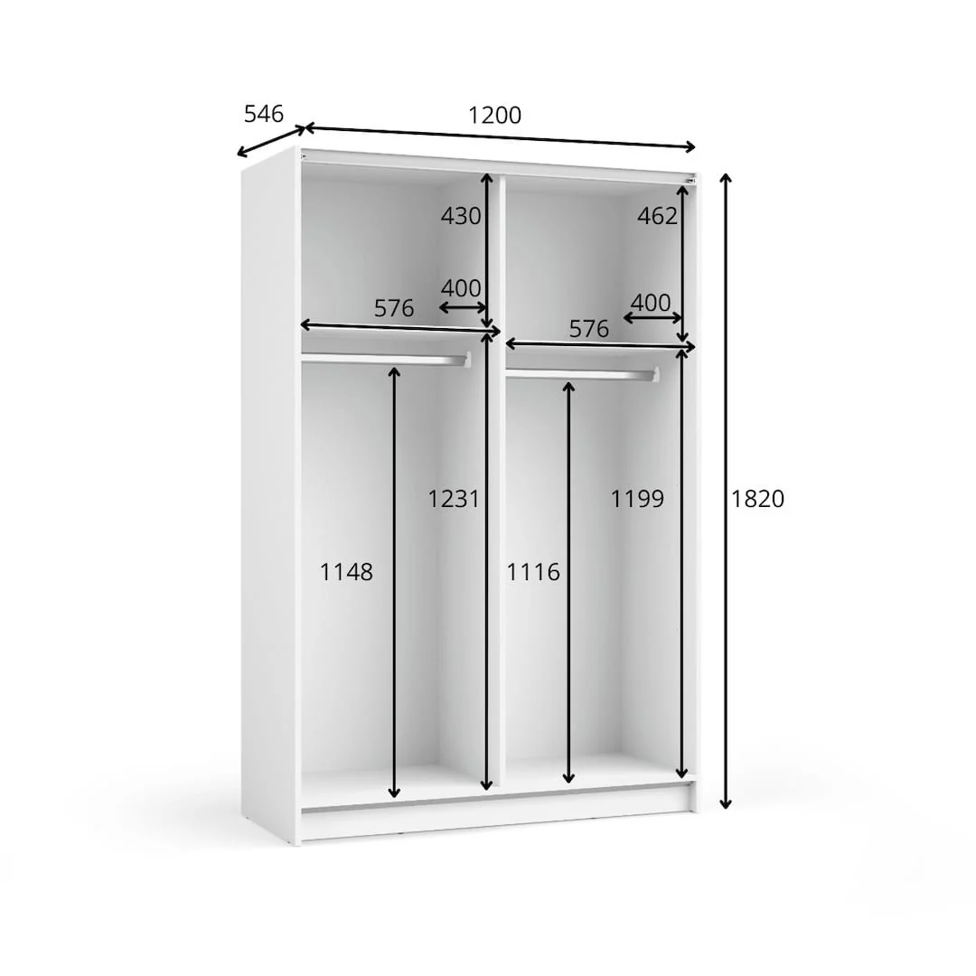 Sofia Sliding Door Wardrobe 120cm - Image 7