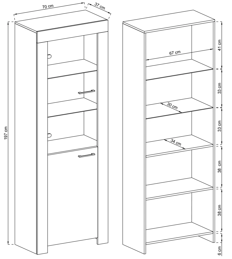 Sky Tall Display Cabinet 70cm - Image 3