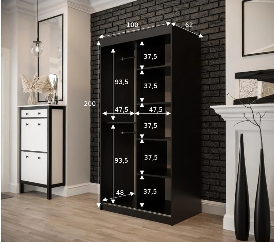 Tilburg I Sliding Door Wardrobe 100cm - Image 5