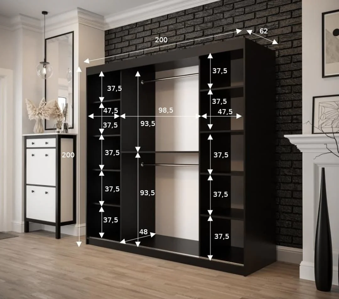 Tilburg Sliding Door Wardrobe 200cm - Image 5