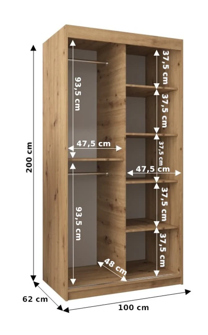 Tokyo I Sliding Door Wardrobe 100cm - Image 17
