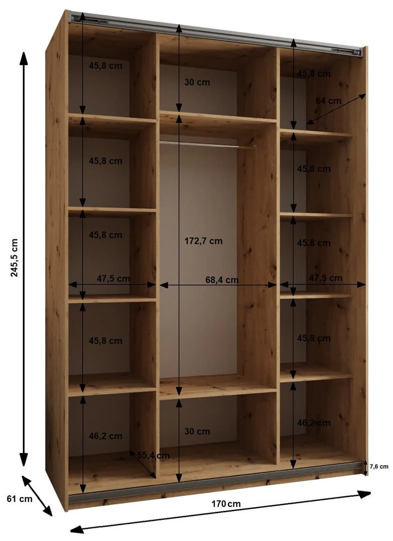 Trosa I Sliding Door Wardrobe 170cm - Image 6
