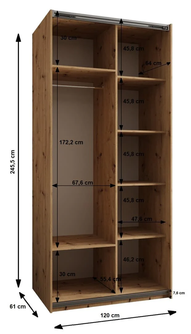 Trosa II Sliding Door Wardrobe 120cm - Image 6