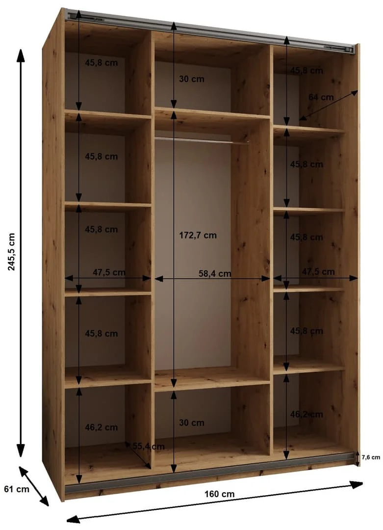 Trosa II Sliding Door Wardrobe 160cm - Image 6