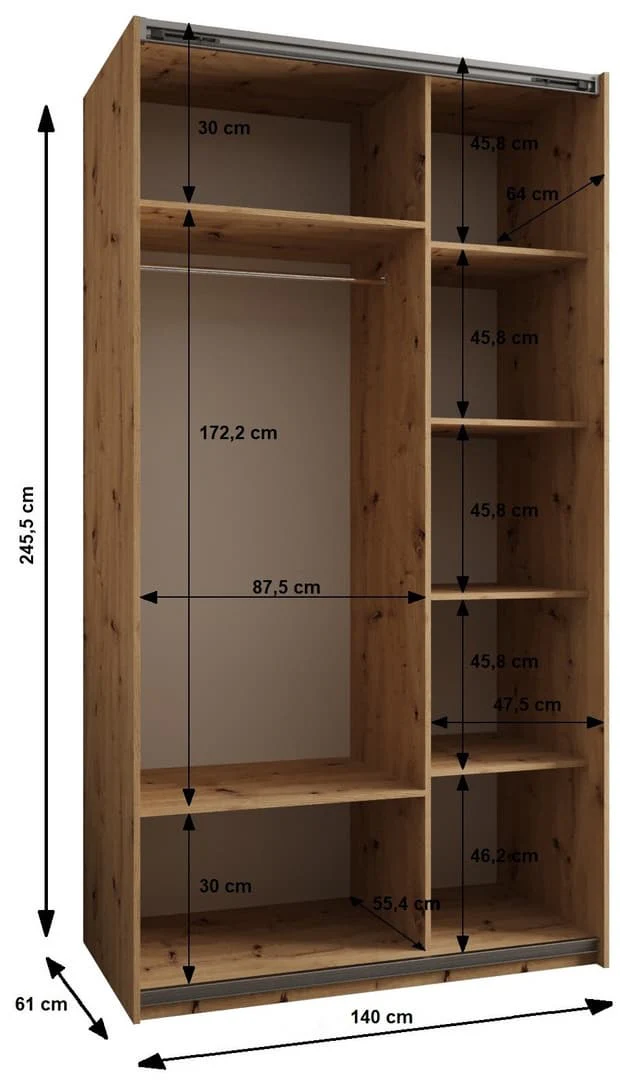 Trosa III Sliding Door Wardrobe 140cm - Image 4
