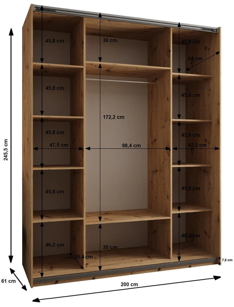 Trosa III Sliding Door Wardrobe 200cm - Image 6