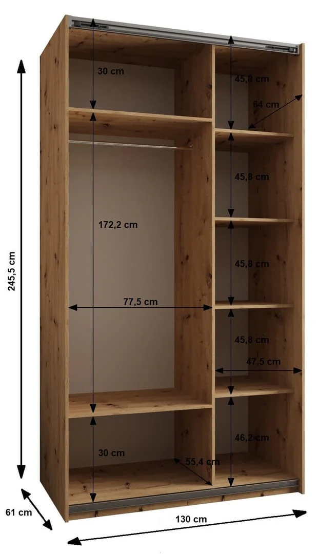 Trosa IV Sliding Door Wardrobe 130cm - Image 6