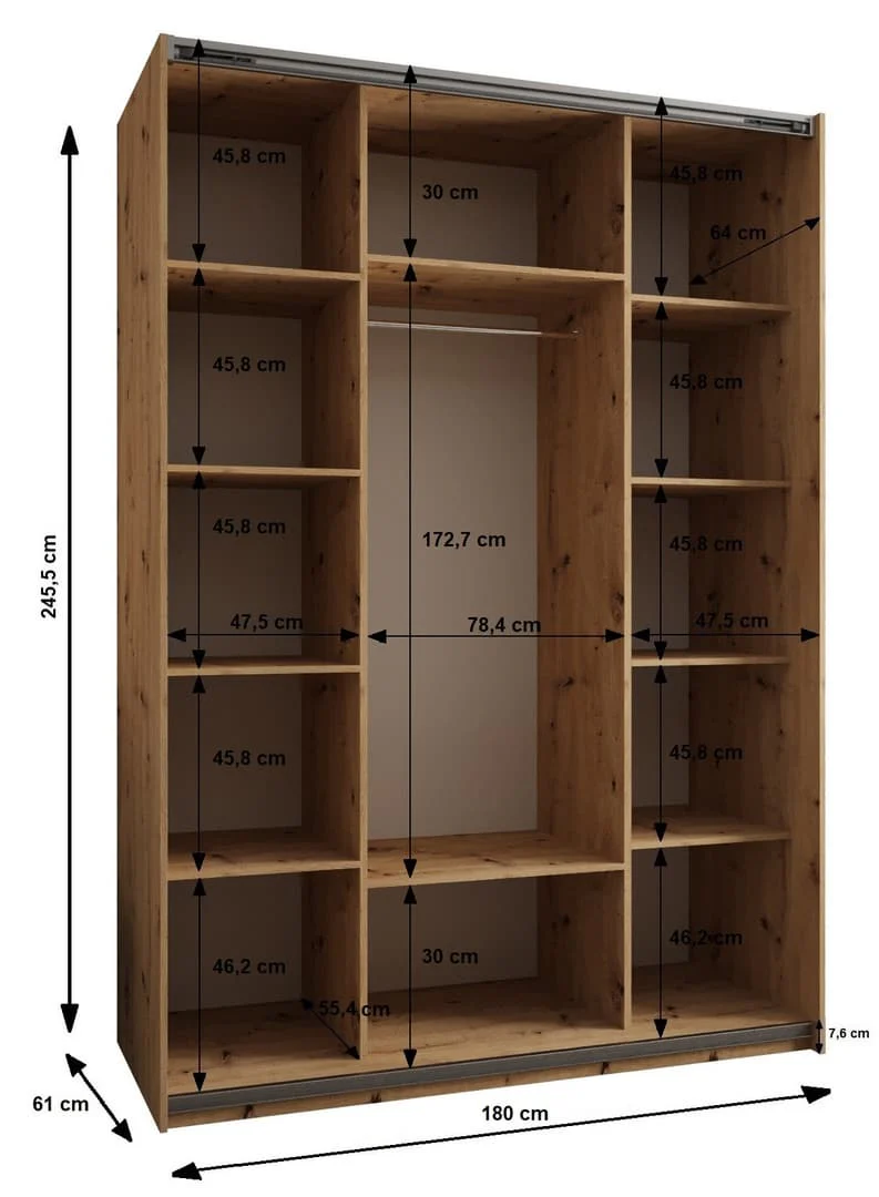 Trosa IV Sliding Door Wardrobe 180cm - Image 4
