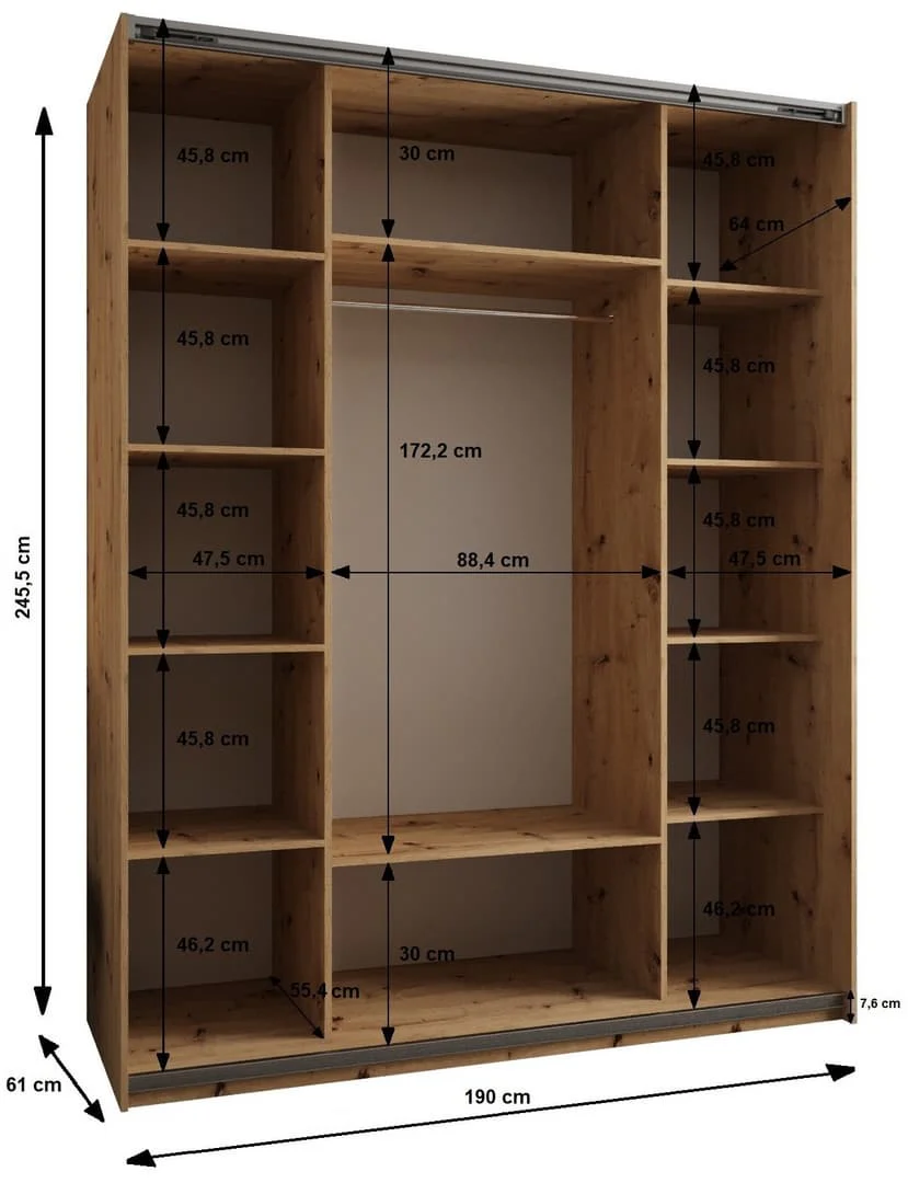 Trosa IV Sliding Door Wardrobe 190cm - Image 6