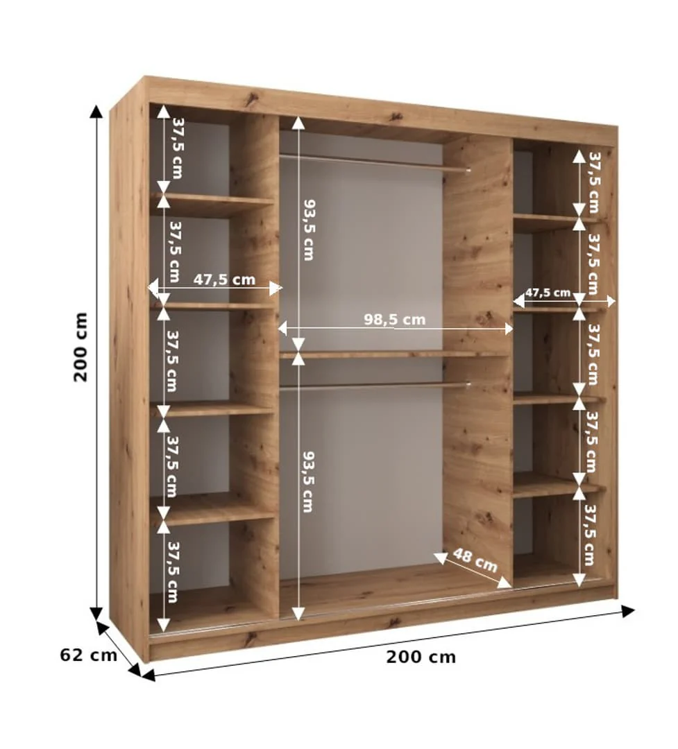Uppsala V2 Sliding Door Wardrobe 200cm - Image 9
