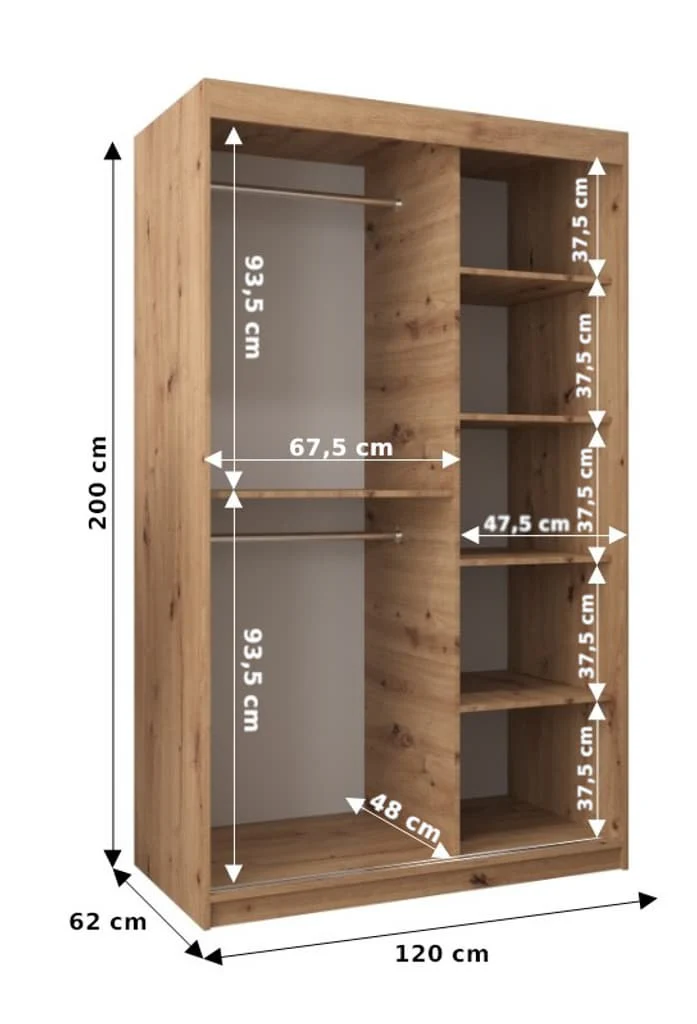 Verona 01 Sliding Door Wardrobe 120cm - Image 8
