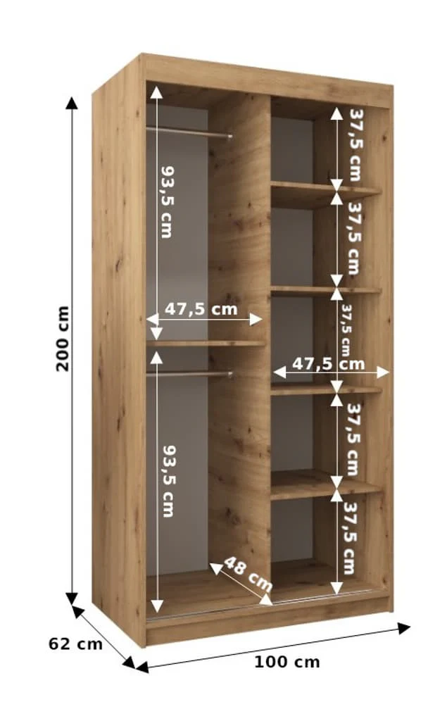 Verona 02 Sliding Door Wardrobe 100cm - Image 8