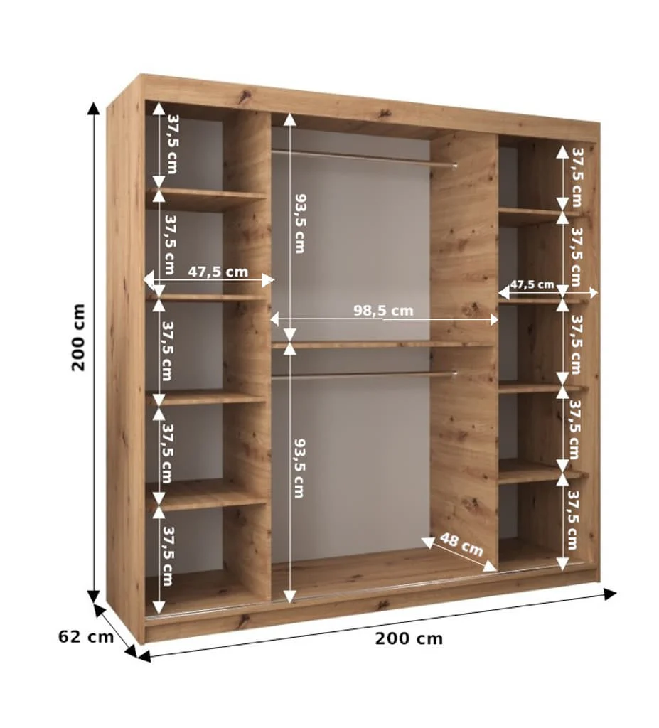 Verona 02 Sliding Door Wardrobe 200cm - Image 8