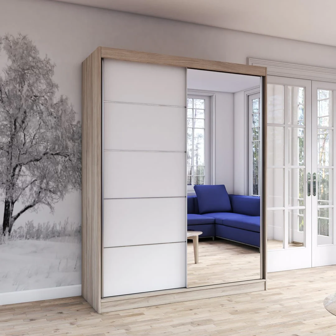 Vista 05 Mirrored Sliding Door Wardrobe 150cm - Image 3