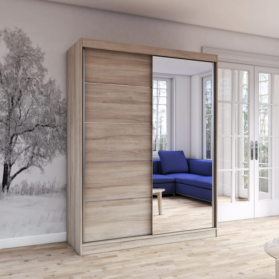 Vista 05 Mirrored Sliding Door Wardrobe 150cm - Image 4