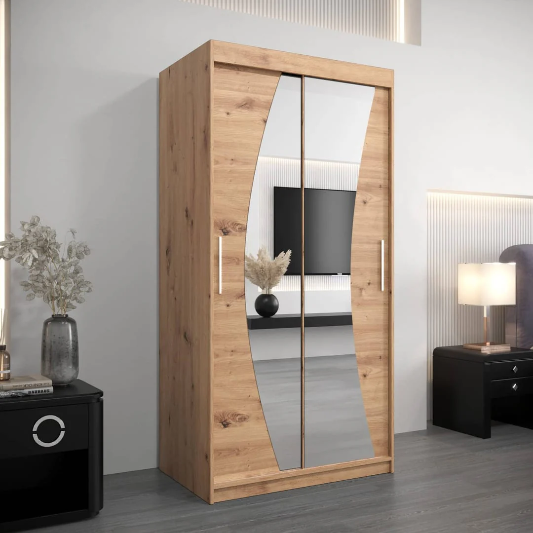 Wave Sliding Door Wardrobe 100cm - Image 9
