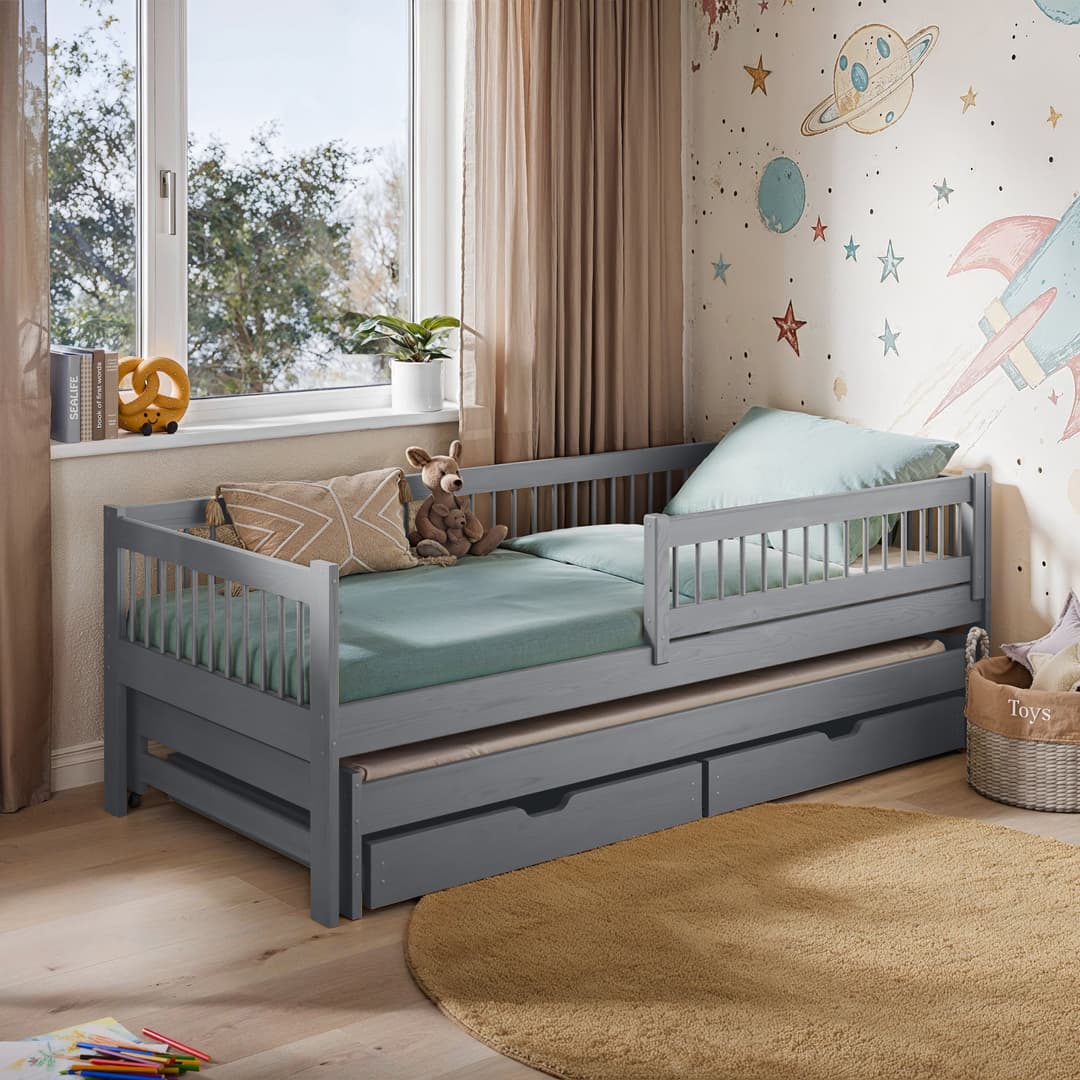 Wooden Bed Softi With Trundle - Image 3