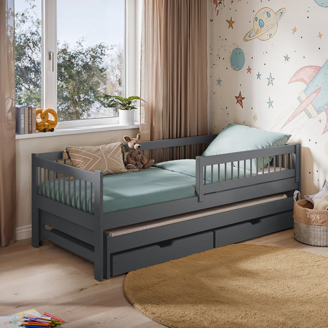 Wooden Bed Softi With Trundle - Image 4