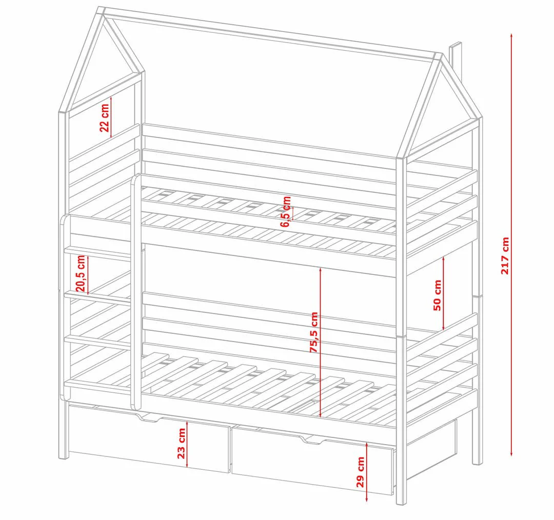 Wooden Bunk Bed Alex With Storage - Image 17