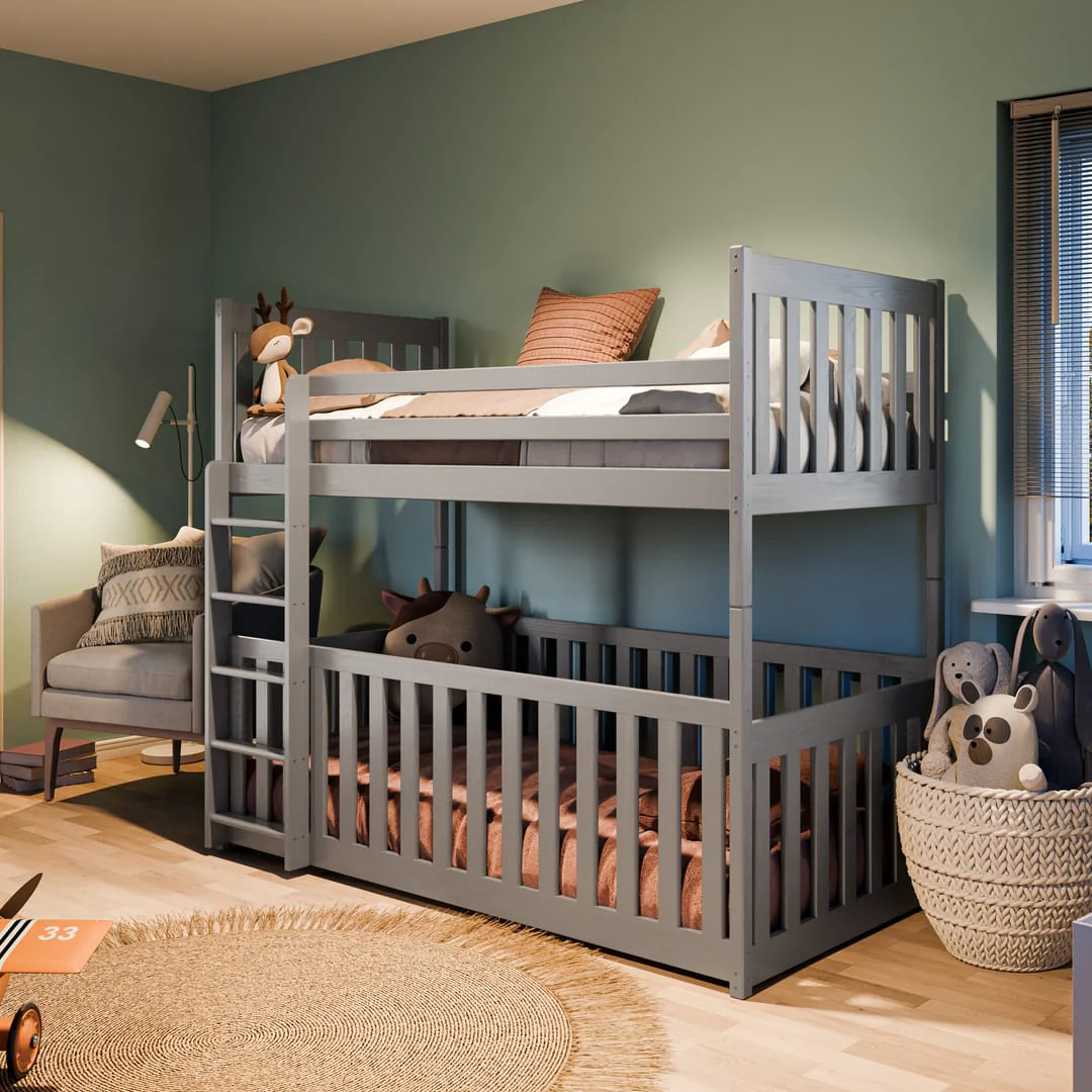 Wooden Bunk Bed Cris with Cot Bed - Image 6