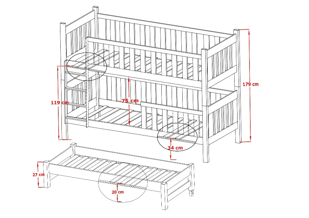 Emily Bunk Bed with Trundle and Storage - Image 18
