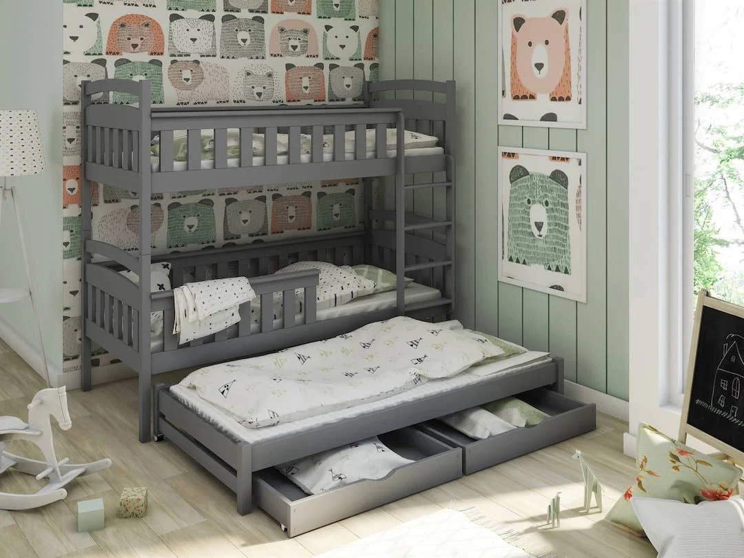 Wooden Bunk Bed Harriet with Trundle and Storage - Image 10
