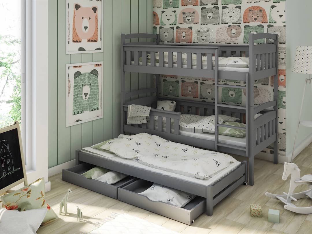 Wooden Bunk Bed Harriet with Trundle and Storage - Image 11