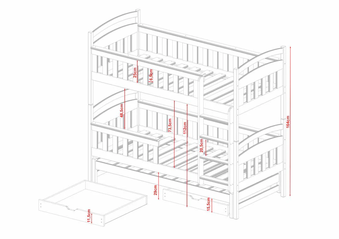 Wooden Bunk Bed Harriet with Trundle and Storage - Image 12