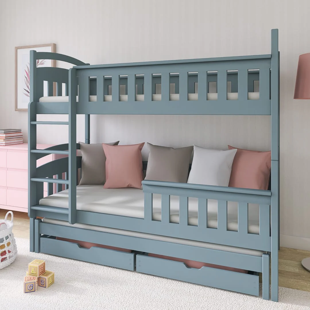 Wooden Bunk Bed Harriet with Trundle and Storage - Image 6