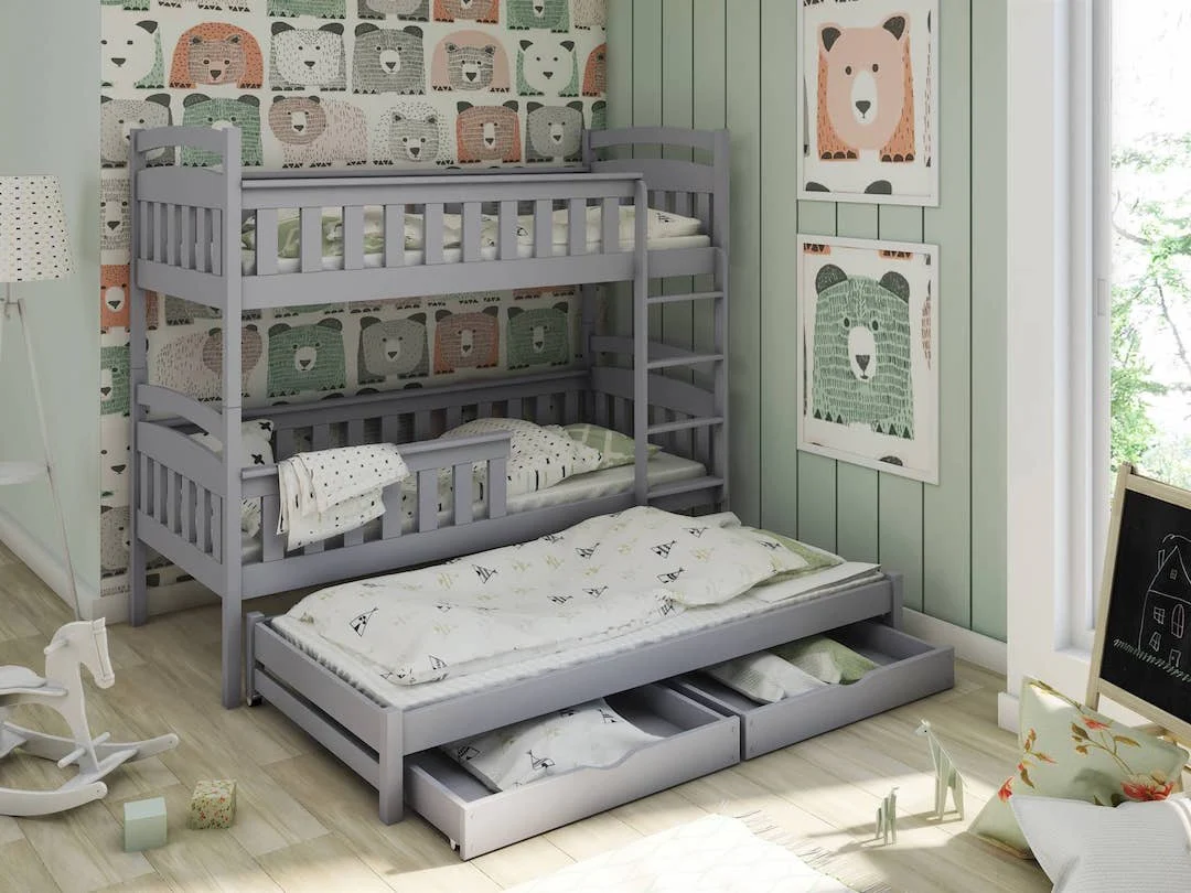 Wooden Bunk Bed Harriet with Trundle and Storage - Image 7