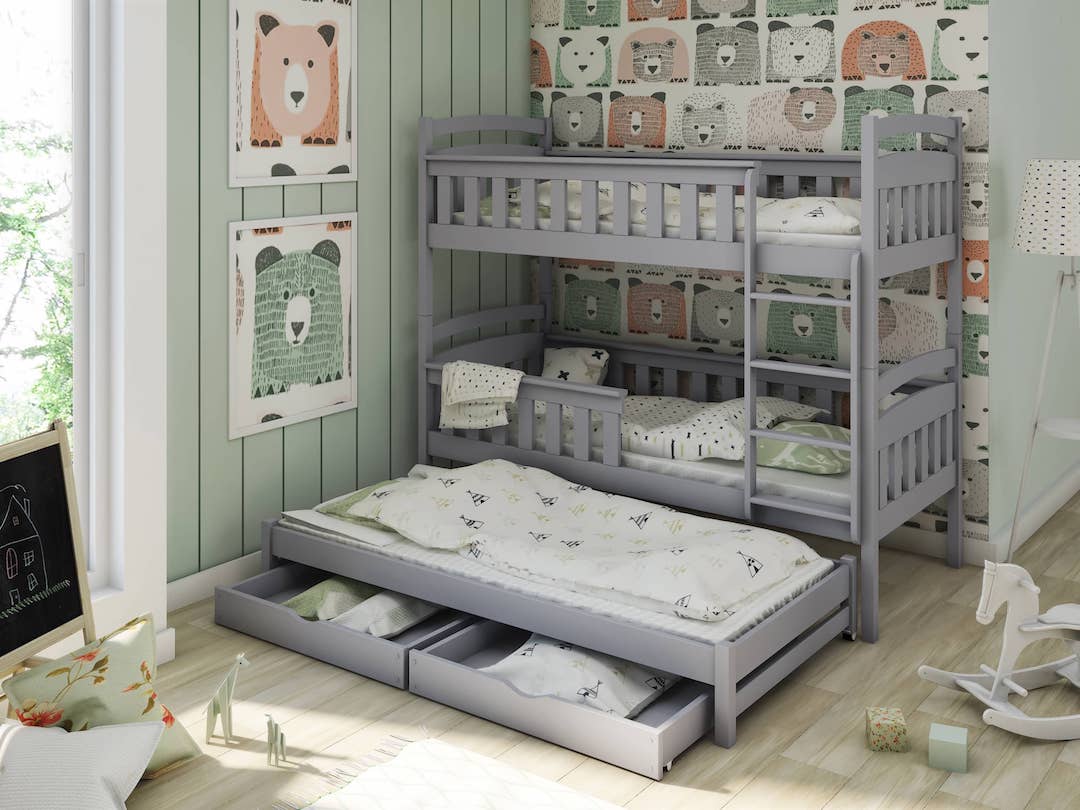 Wooden Bunk Bed Harriet with Trundle and Storage - Image 8