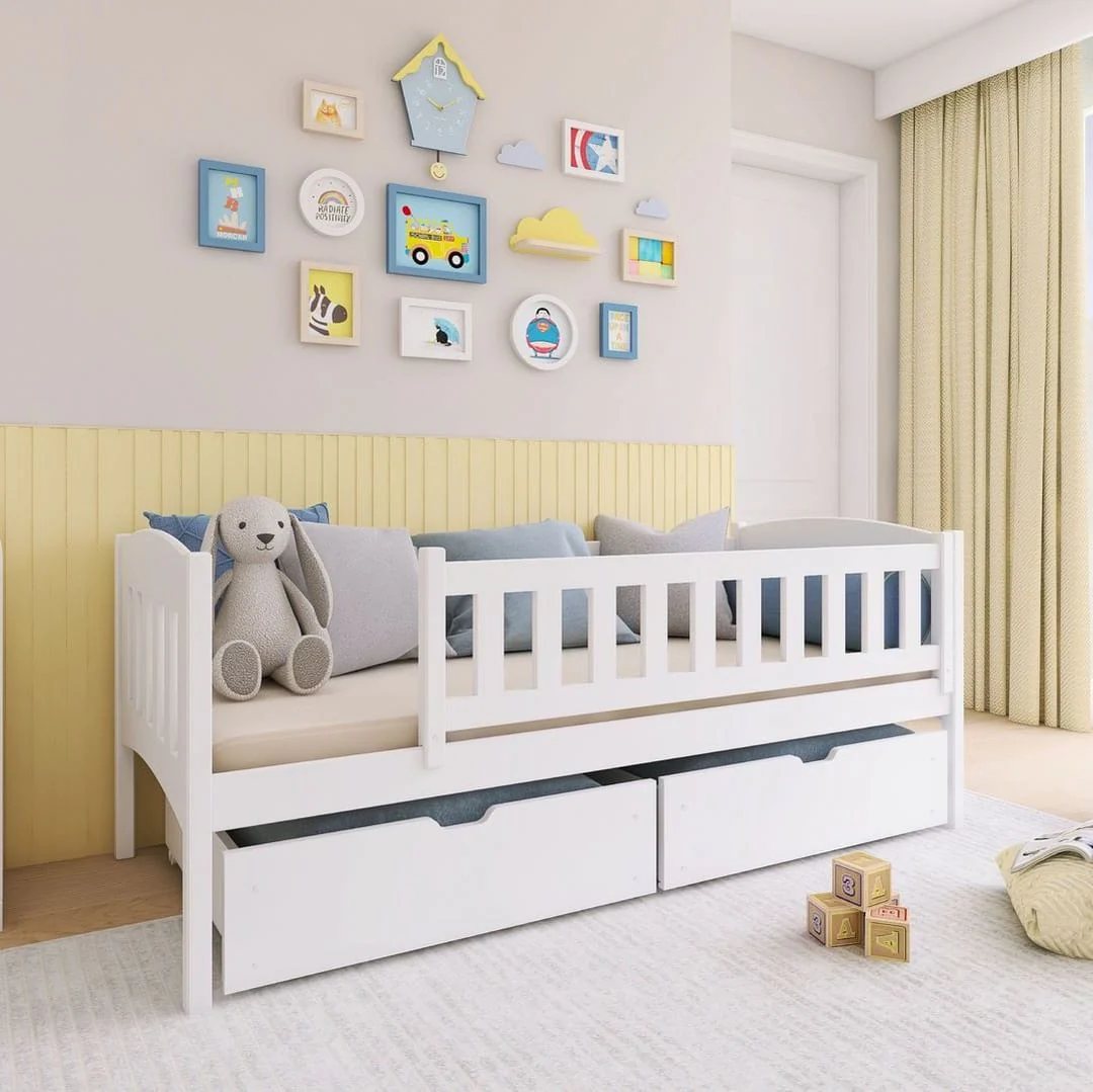 Wooden Single Bed Gucio with Storage