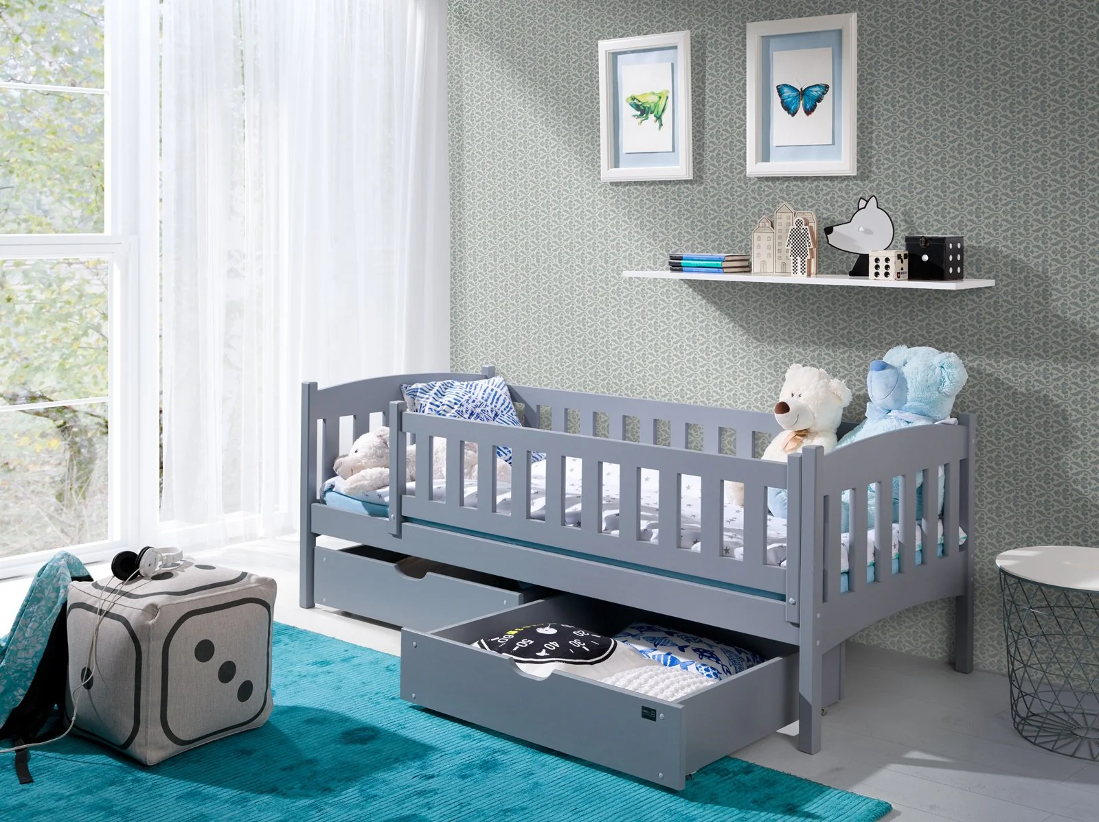 Wooden Single Bed Gucio with Storage - Image 11
