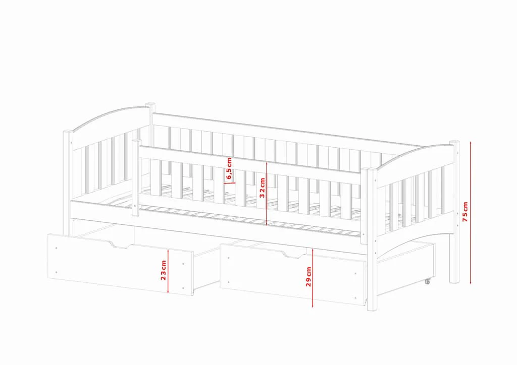 Wooden Single Bed Gucio with Storage - Image 18