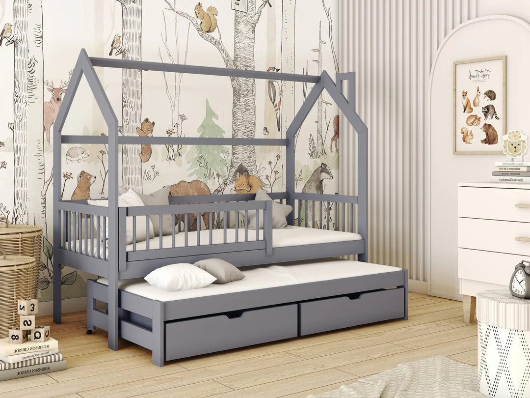Wooden Single Bed Papi With Trundle - Image 5