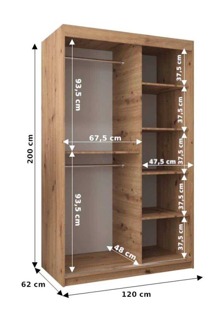 York II Sliding Door Wardrobe 120cm - Image 5