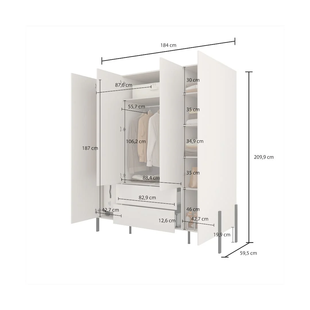 Yukon Hinged Door Wardrobe 180cm - Image 3